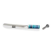Emanuel Challah Knife Anodized Rings w/ Saltshaker Blue