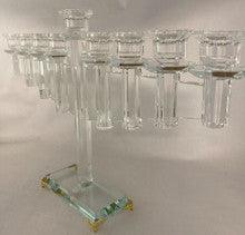 Large Crystal Menorah w/ Gold Feet 11"h