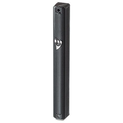 Plastic Mezuzah 12cm 3d Metallic Paint- Checkered Design