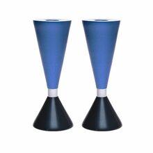 Double Sided Anodized Candlesticks W/ Ring Blue