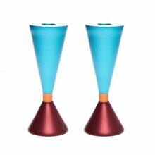 Double Sided Anodized Candlesticks W/ Ring Red/Turquoise