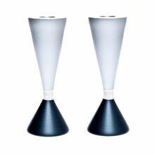 Double Sided Anodized Candlesticks W/ Ring Gray