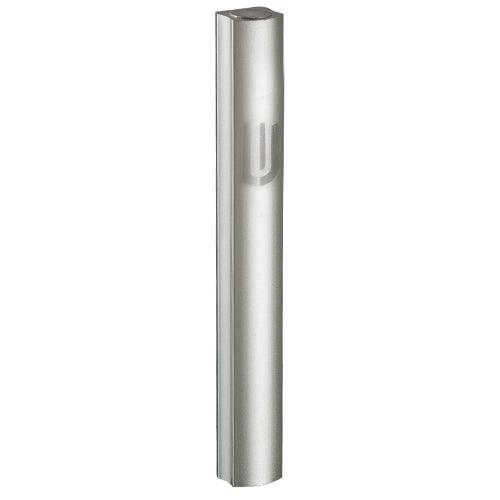 Aluminium Mezuzah 15cm- In Dotted Silver Design, Printed "shin"