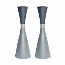 Emanuel Anodized Candlesticks w/ Ring Gray
