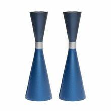 Emanuel Anodized Candlesticks w/ Ring Blue