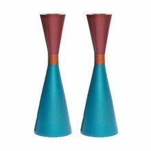 Emanuel Anodized Candlesticks w/ Ring Turquoise/Red