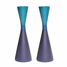 Emanuel Anodized Candlesticks w/ Ring Purple/Turquoise