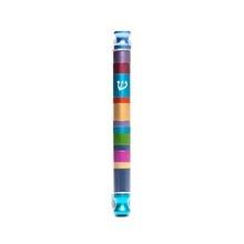 Anodized Cylinder Mezuzah Case Stripes Multicolor