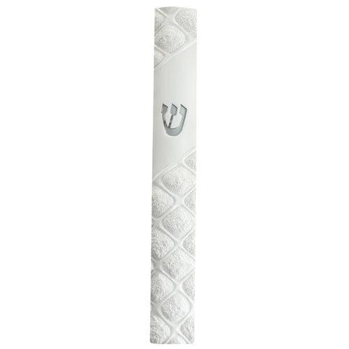 White Polyresin Mezuzah 15 Cm- "diamonds" Design With Silicon Cork