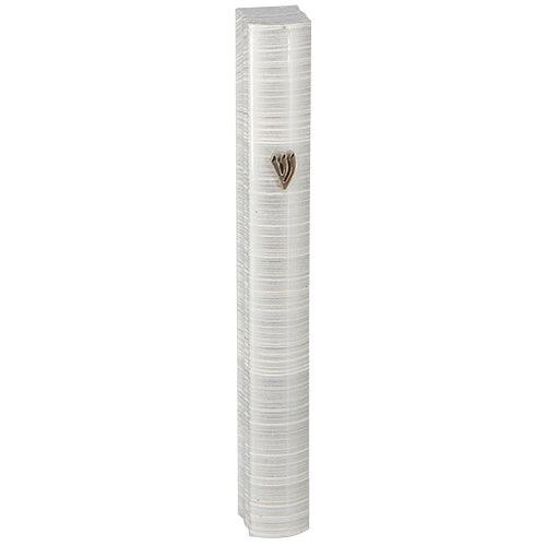 Aluminium Mezuzah 15cm 3d Painted- White Striped Design