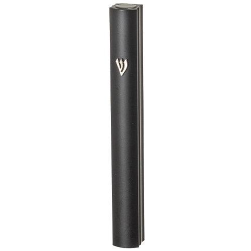 Black Aluminum Mezuzah 12 Cm - Special Profile, Metal "shin"