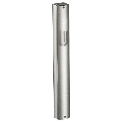 Aluminum Mezuzah 12 Cm- Dotted Silver, "shin"