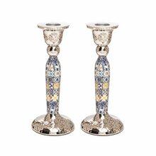 Metal Candlesticks w/ Design 6.5" Multicolor Design
