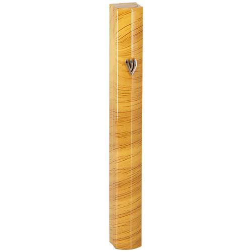 Aluminum Mezuzah 10 Cm 3d Painted - Brown Stripes