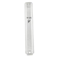 Clear Plastic Mezuzah Case Silver Shin 10cm