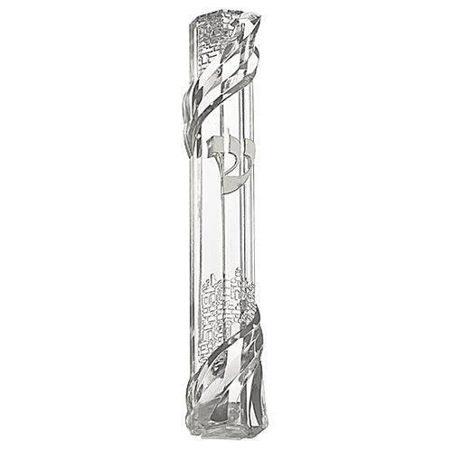 Clear Plastic Mezuzah 20 Cm With Rubber Cork-  "jerusalem" Ornaments