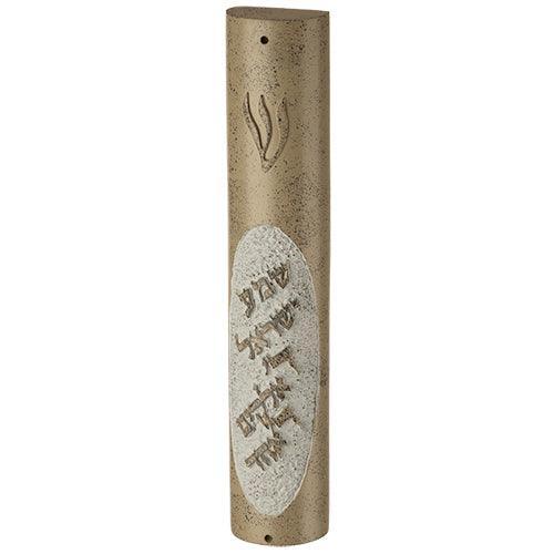 Polyresin Mezuzah 12 cm, Stone Design- Gray