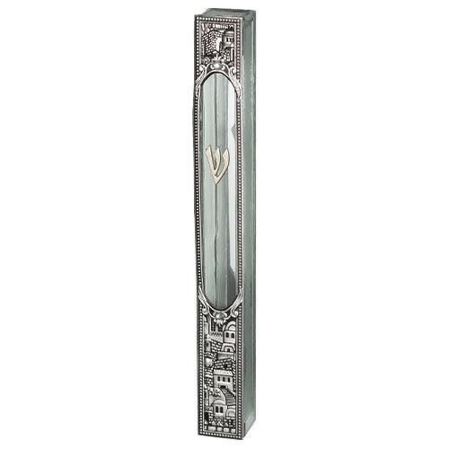 Glass Mezuzah with Metal Plaque 20 cm