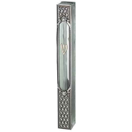 Glass Mezuzah with Metal Plaque 20 cm