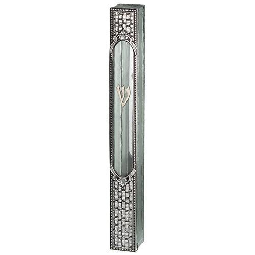 Glass Mezuzah with Metal Plaque 20 cm
