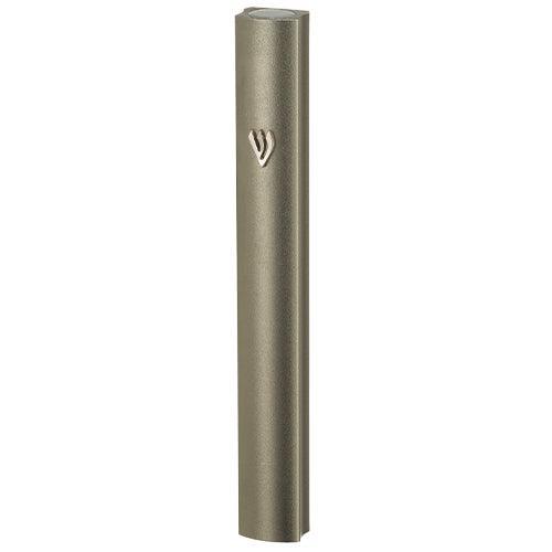 Aluminum Mezuzah with Metal SHIN 10 cm- Champagne