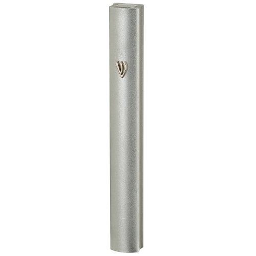 Aluminum Mezuzah with Metal SHIN 12 cm- Silver