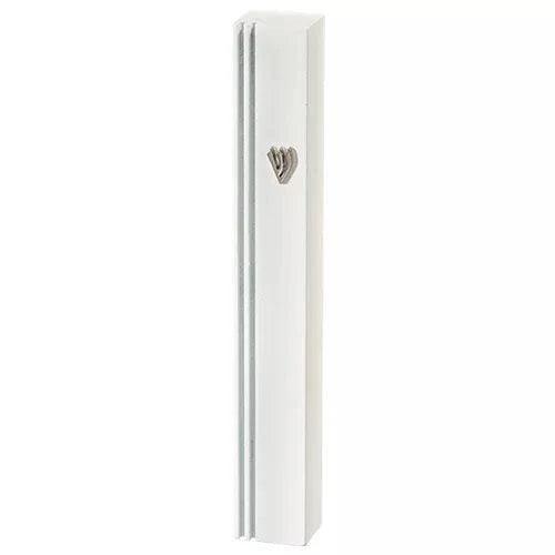 Aluminum Mezuzah 12 cm- White with Metal