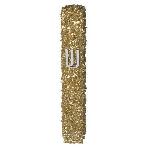 Glass Mezuzah with Stones 20 cm- Golden