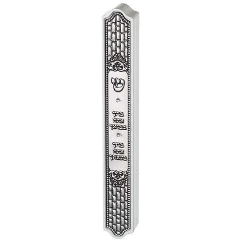 Wood Mezuzah 12 cm with Plaque - White