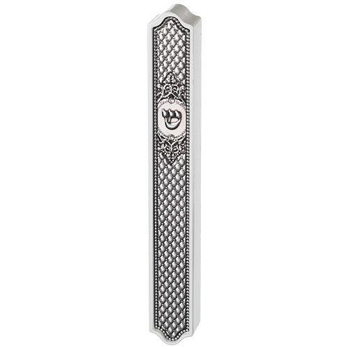 Wood Mezuzah 15 cm with Plaque - White