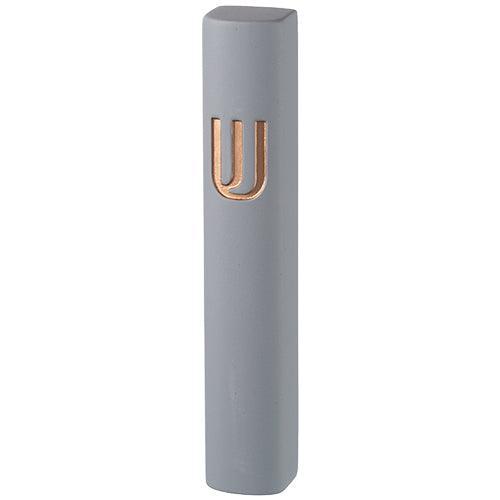 Polyresin "Cement" Mezuzah 15 cm, Light Gray with Golden SHIN