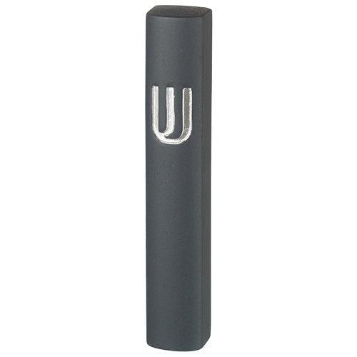 Polyresin "Cement" Mezuzah 15 cm, Dark Gray with Silvered SHIN