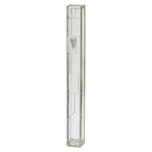 Plastic Transparent Mezuzah with Rubber Cork 15 cm with The Letter Shin