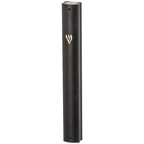 Aluminum Mezuzah 15 cm with Metal SHIN - Black