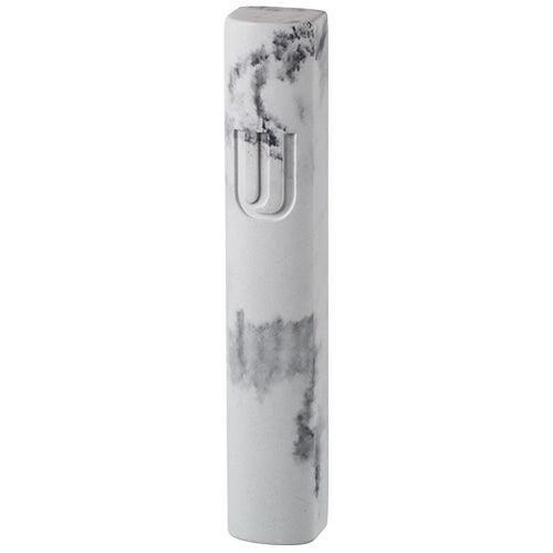 Polyresin "Cement" Mezuzah 12 cm, White Marble