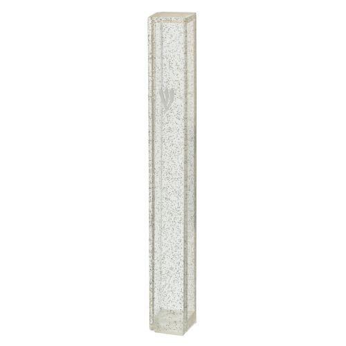 Plastic Mezuzah 12 cm Dotted SLV with Rubber Cork and letter Shin