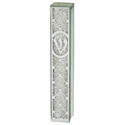 Glass Mezuzah 20 cm- Mirror with Stones
