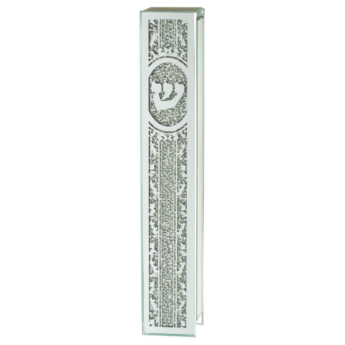 Glass Mezuzah 12 cm- Mirror with Stones
