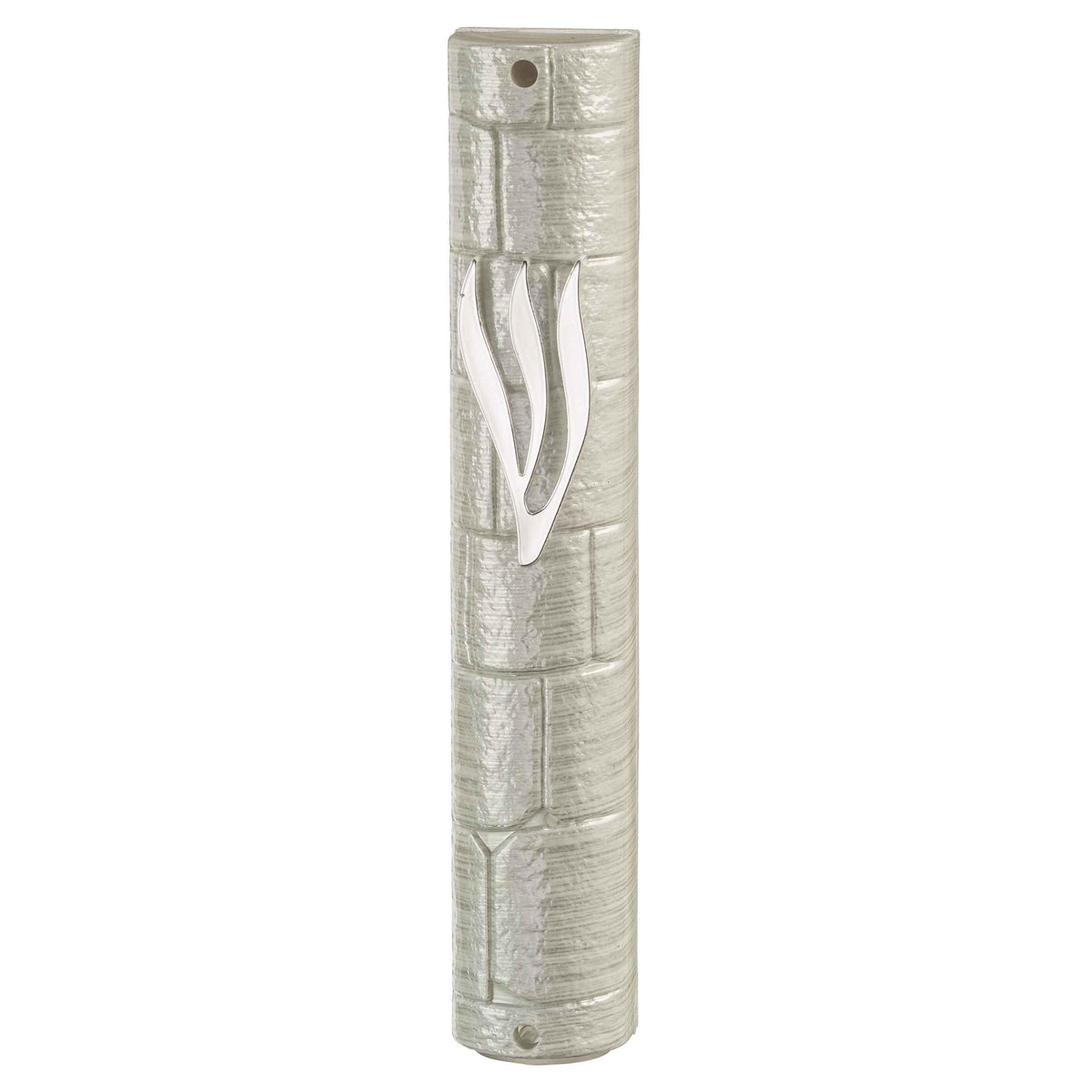 Plastic Mezuzah 3D METAL PAINTED with Rubber Cork 12 cm- "The Kotel" with the letter Shin
