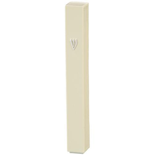 Plastic Mezuzah Beige with Rubber Cork 12 cm