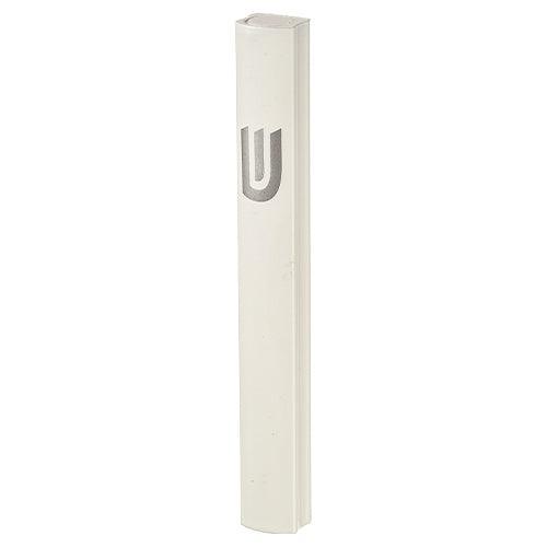 Aluminum Mezuzah 12 cm- Silver with Metal