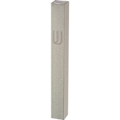 Aluminum Mezuzah 10 cm - Matte Silver, Printed "SHIN"