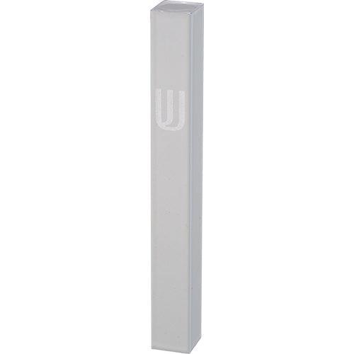 Aluminum Mezuzah 15 cm - White, Printed "SHIN"
