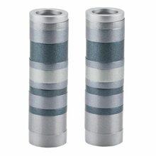 Emanuel Anodized Cylinder Candlesticks-Rings Grays