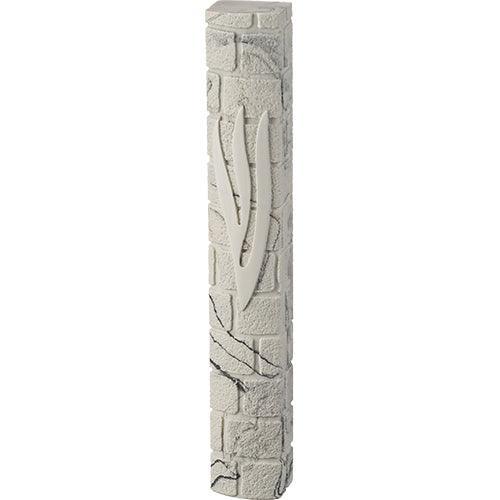Stone-Like "Kotel" Mezuzah 20 cm- White Marble