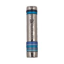 Emanuel Hammered Mezuzah Case w/ Rings 12cm Blue