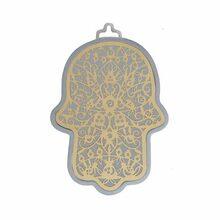 Small Anodized Aluminum Hamsa with Pomegranate Cutout Brass