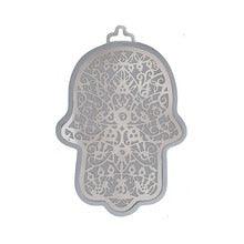 Small Anodized Aluminum Hamsa with Pomegranate Cutout Silver