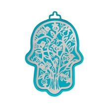 Small Anodized Aluminum Hamsa with Birds Cutout Turquoise