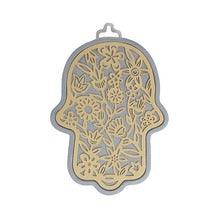 Small Anodized Aluminum Hamsa with Flower Cutout Brass